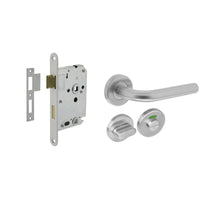 Intersteel deurbeslag set wc-slot 63/8 mm wit + deurkruk recht rvs + wc sluiting