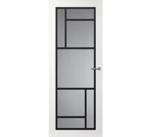 Svedex binnendeur Front  FR509 glasdeur wit met zwarte glaslatten.