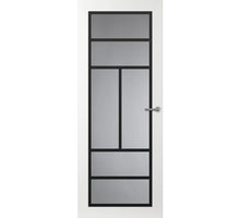 Svedex binnendeur Front  FR507 glasdeur wit met zwarte glaslatten.