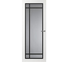 Svedex binnendeur Front  FR514 glasdeur wit met zwarte glaslatten.