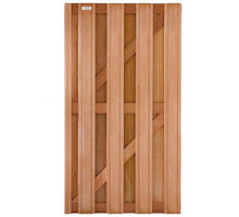 Elepahant Tuindeur hardhout kempas Timber recht rvs (90 x 180 cm) v-groef schermdikte 4,1 cm