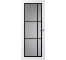 Svedex binnendeur Front  FR504 glasdeur wit met zwarte glaslatten.