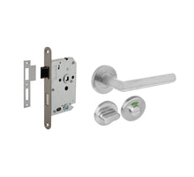 Intersteel deurbeslag set wc-slot 63/8 mm rvs + deurkruk 90° rvs + wc sluiting