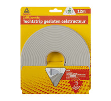 Deltafix tochtstrip zelfklevend gesloten celstructuur grijs 12 m x 9 mm x 4 mm