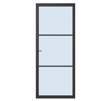 Voorraad  Dover zwart met blank glas. Opdek  rechts.  83 x 201.5