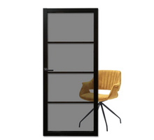 Budget Binnendeur SP10 Zwart - Rook Glas Gemonteerd - Staal Look Deur