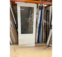 Binnendeur met grote glasopening 93x231,5 opdek rechts - satijn glas - Voorraad ( Nummer: 631 )