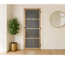 Budget Binnendeur SP12 Licht Eiken - Rook Glas Gemonteerd - Eiken Deur