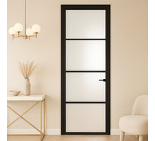 CanDo Binnendeur Cover Glass Dd02 -  Afgelakt Carbon Black RAL9005  - Satijn glas