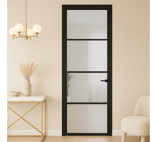 CanDo Binnendeur Cover Glass De02 -  Afgelakt Carbon Black RAL9005  - Rookglas