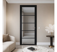 CanDo Binnendeur Cover Glass De03 -  Afgelakt Carbon Black RAL9005  - Rookglas