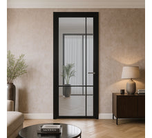 CanDo Binnendeur Cover Glass De04 -  Afgelakt Carbon Black RAL9005 - Rookglas