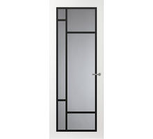 Svedex Front FR500 Glasdeur zwart. blank glas. 83 x 201.5 opdek links. met loopslot. Alpine wit.